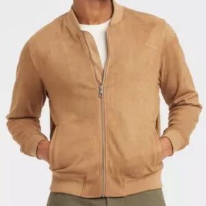 Target Goodfellow Tan Faux Suede Bomber Jacket
